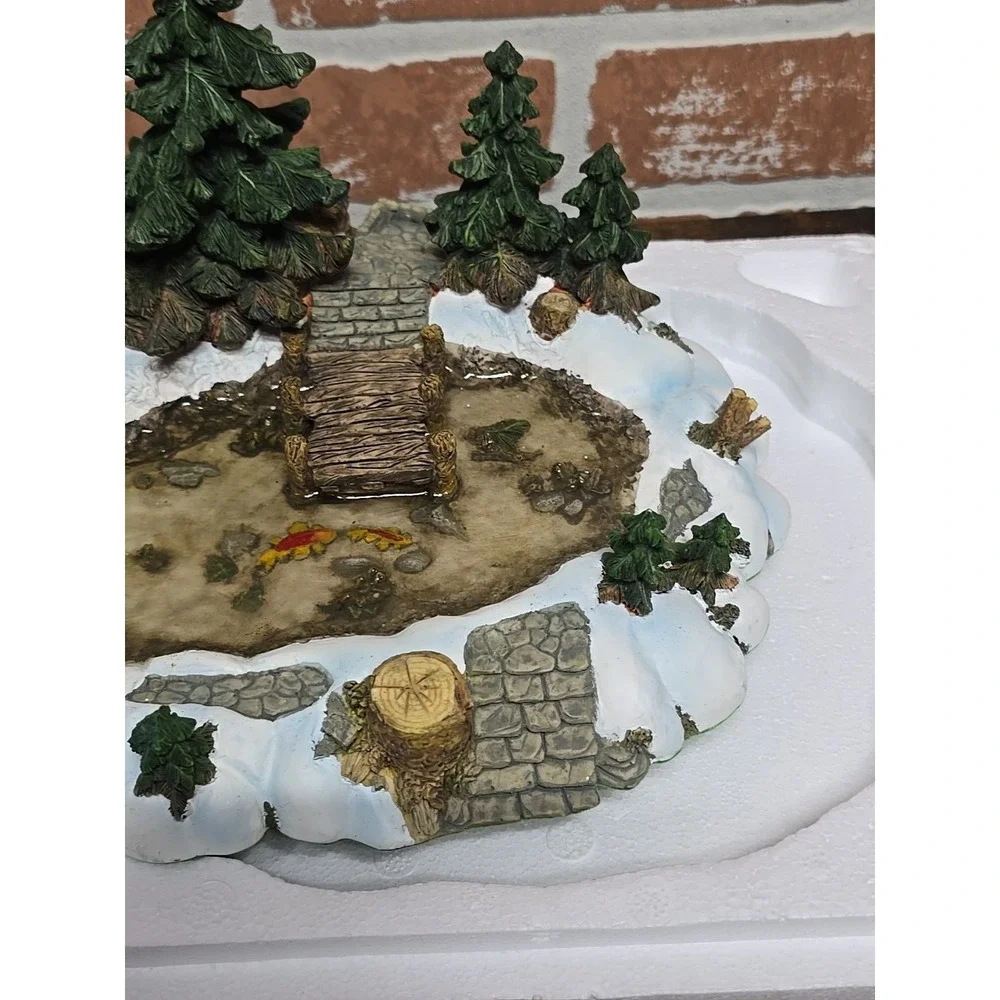 Dept 56 Dickens' Village Series Pine Point Pond Trees Koi Bridge Collection‎